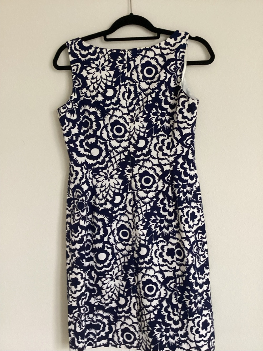 Talbots Navy and White Floral Midi Dress